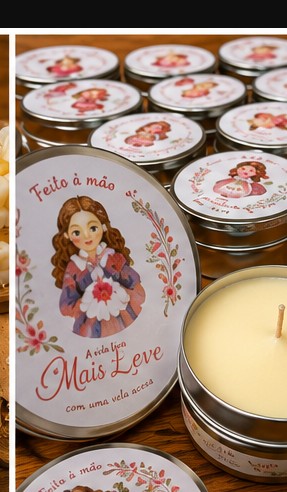 Lembrancinha personalizada e vela em lata aberta